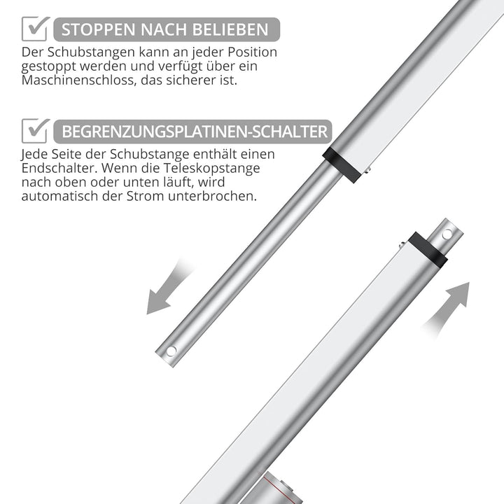 Justech Linearmotor Verstellantrieb Toröffner Linear Actuator Motor 12v DC 750N 250mm Lineartechnik