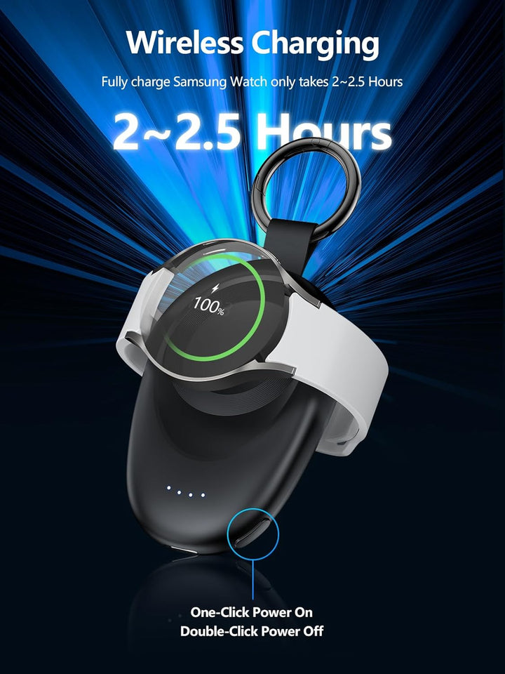 LVFAN Tragbares Ladegerät für Samsung Watch, Kabellose Magnetische Powerbank, Reise-Schlüsselanhänge