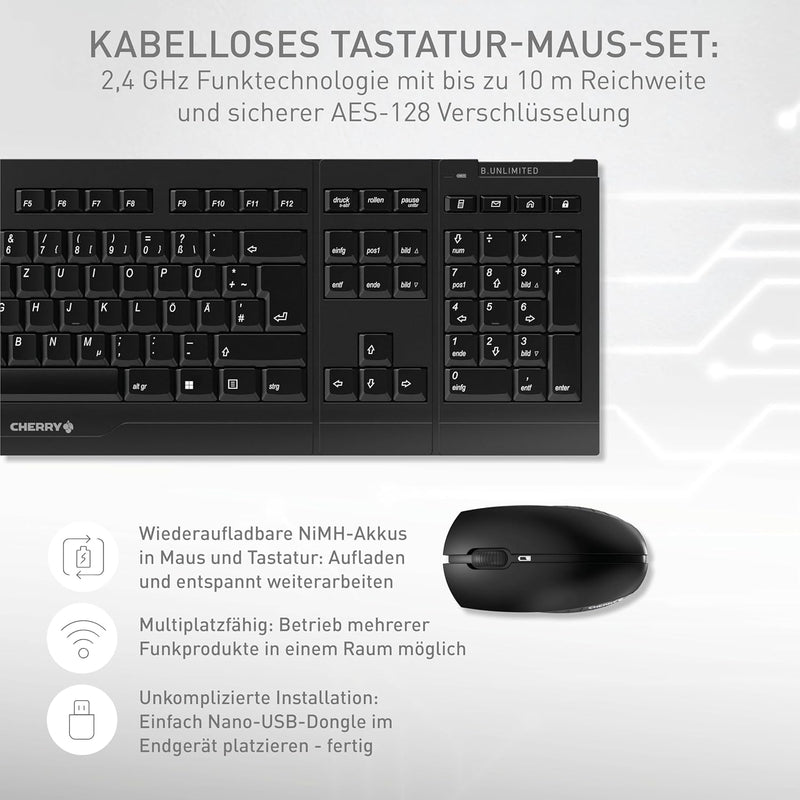 Cherry B.Unlimited 3.0 - Ensemble clavier + souris optique sans fil ( Catégorie : Clavier/Souris en