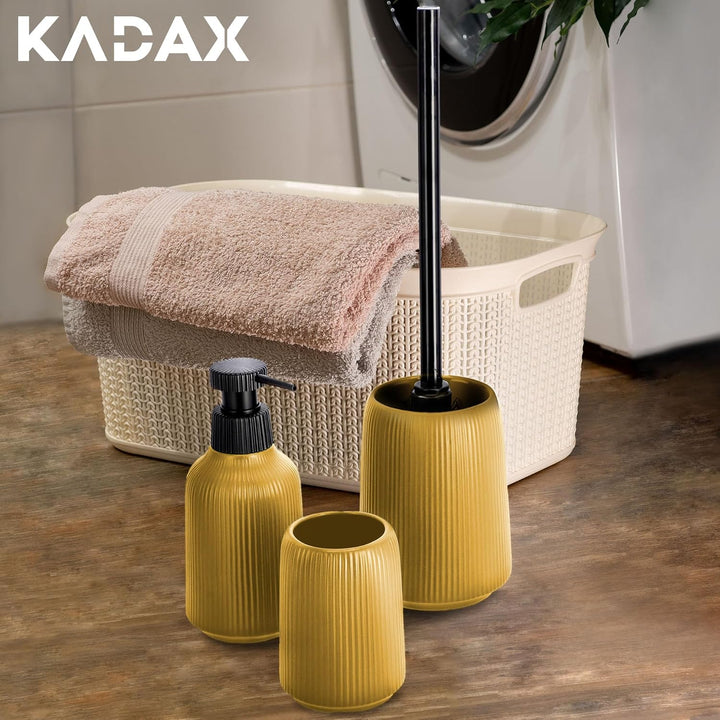 KADAX Badezimmer Zubehör Set, Modernes Badzubehör, Badaccessoires aus Keramik, Bad Accessoires (Gelb