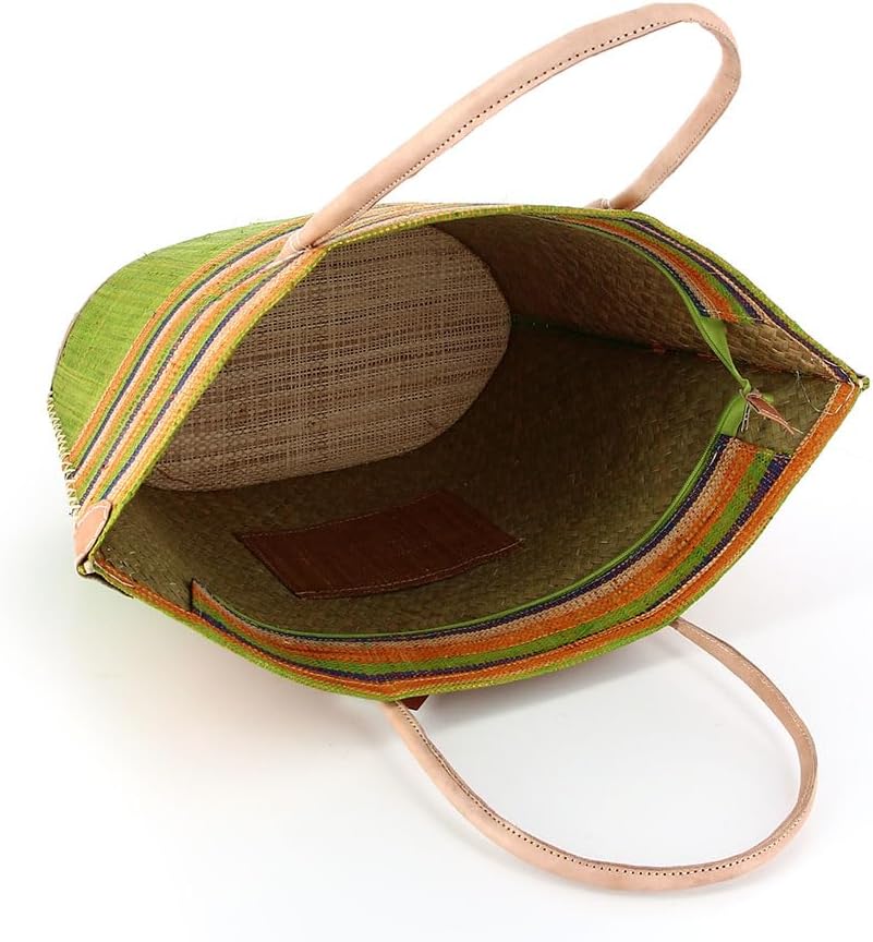 bunte Korbtasche aus Raphia/Bast Strandtasche Shopper Korb Einkaufskorb (BESAO), Besao
