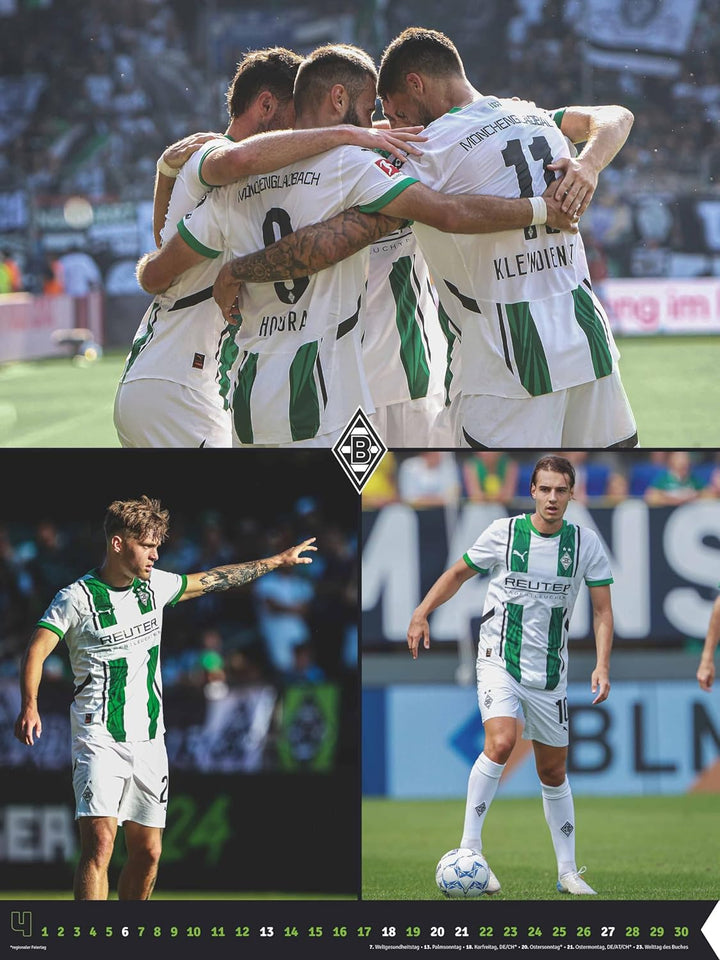 N NEUMANNVERLAGE - Borussia Mönchengladbach 2025 Posterkalender, 48x64cm, Fussball-Kalender mit Moti
