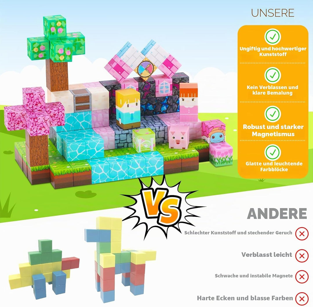 Magnetische Bausteine 200 Stück, Magnetspielzeug Kreatives STEM Magnetic Building Blocks Spielzeug G