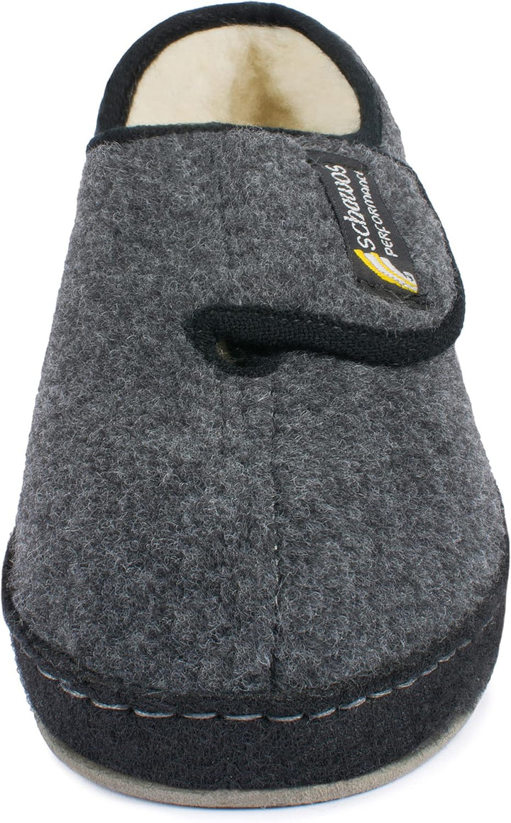 SCHAWOS Herren Filz Hausschuh 6064 warm gefüttert Schurwolle rutschhemmend Klettverschluss 40 EU Dun