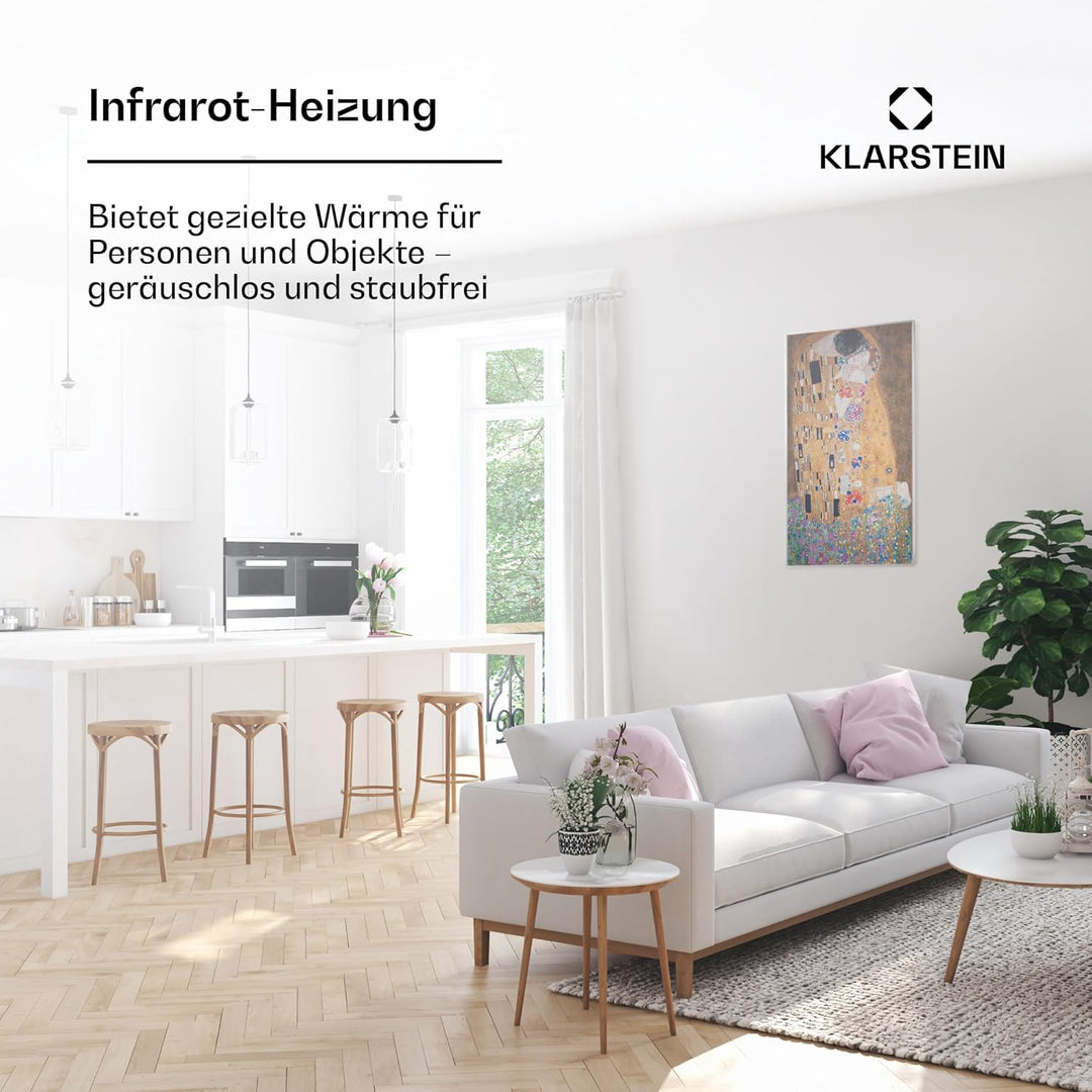 Klarstein Infrarotheizung mit Thermostat, 600W Elektroheizung, Bild-Infrarotheizung zur Wandmontage,