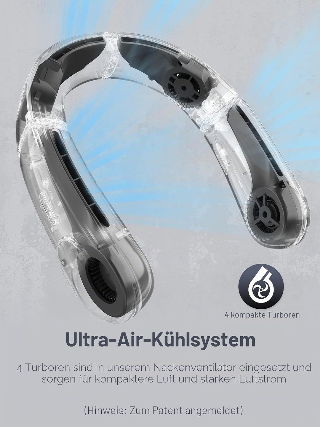 ChillGo Halsventilator – 4 Turbo Faltbarer Tragbarer Ventilator – Persönlicher blattloser Ventilator