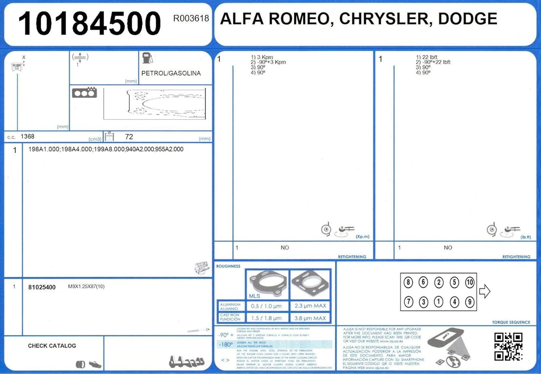 Ajusa 50306200 Dichtungsvollsatz, Motor