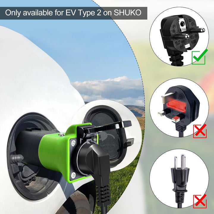 Adapter V2L für EV, 3.5KW 16A 220V Adapter von Fahrzeug zu Last, Typ2 auf Schuko-Aussenentlader, Kom