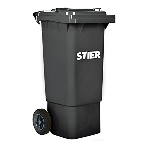 STIER 2-Rad-Müllgrossbehälter, Volumen 80 Liter, Mülleimer, grau, BxTxH 445x520x939 mm, Mülltonne, R