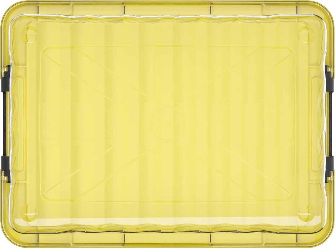 Cetomo 15L*3 Kunststoff-Aufbewahrungsbox Transparent mit langlebigen gelben Deckel und Sicherheitsve