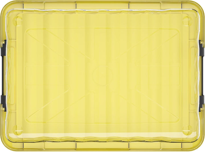 Cetomo 15L*3 Kunststoff-Aufbewahrungsbox Transparent mit langlebigen gelben Deckel und Sicherheitsve