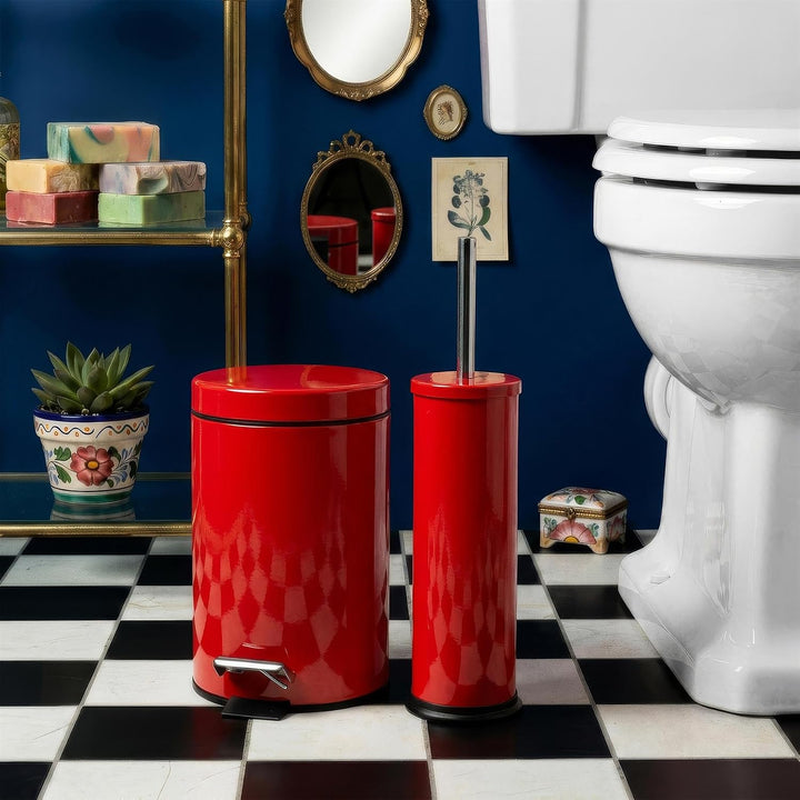 Harbour Housewares Runde Badezimmerpedalbehälter - 3L - Rot, rot