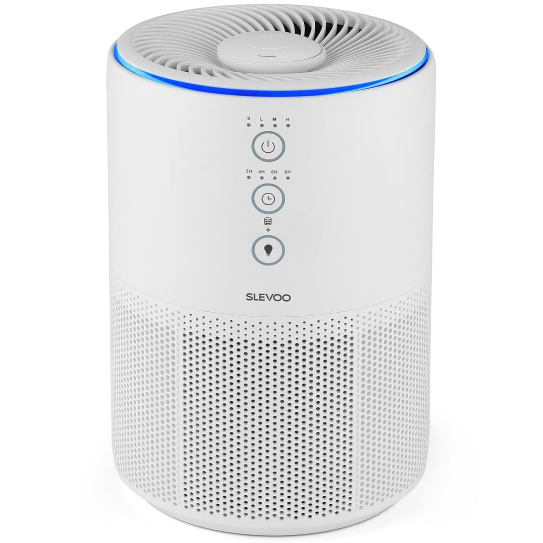 Slevoo Luftreiniger für Zuhause, Tierhaarallergie, 3-in-1 HEPA Filter, CADR 200m³/h, Schlafmodus, ge