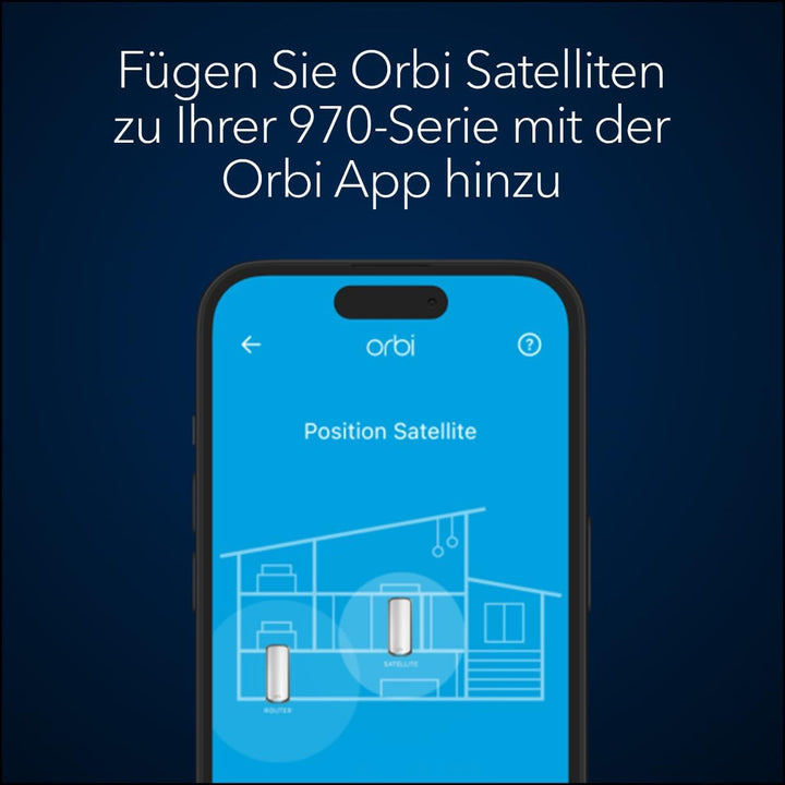 NETGEAR Orbi 970-Serie Quad-Band WiFi 7-Mesh-Zusatzsatellit (RBE970) - kompatibel mit Orbi RBE962S u