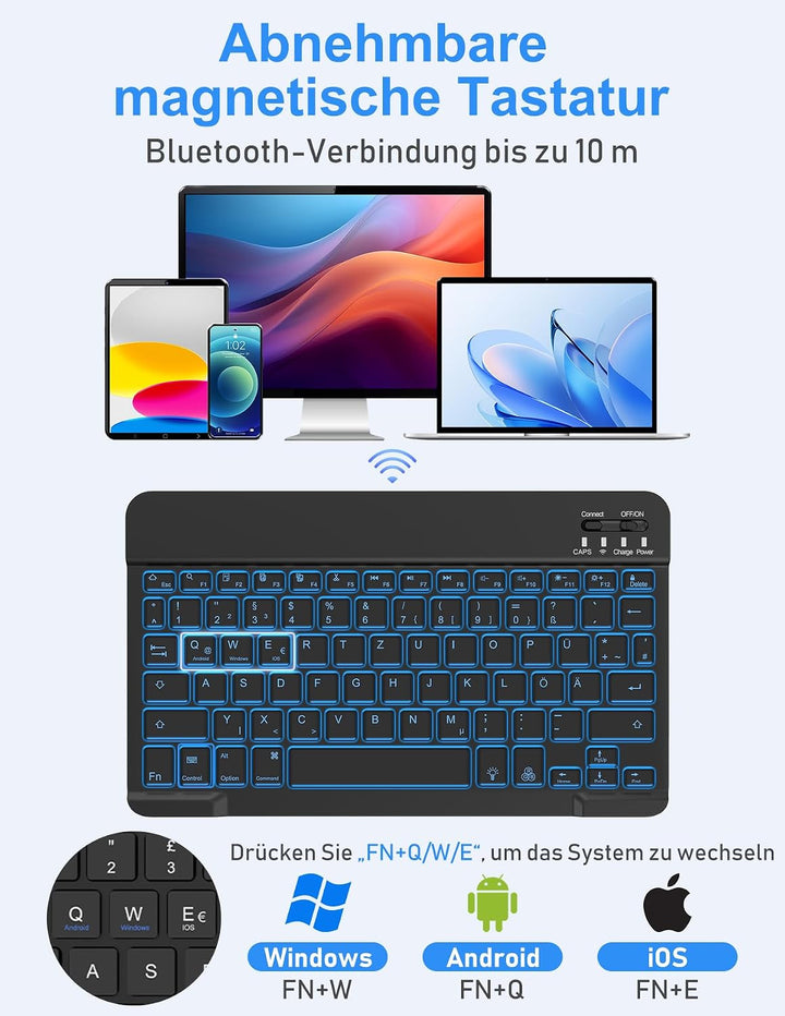 SOPPY Tastaturhülle mit Maus für iPad A16 11 Gen. 2025(A3354/A3355/A3356), 10,9 Zoll iPad 10 Gen. 20