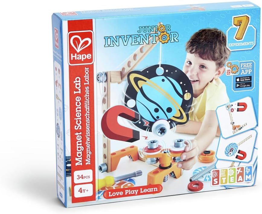 Hape Junior Inventor Magnetwissenschaftliches Labor Experimentierset, Mint-Spielzeug, ab 4 Jahre