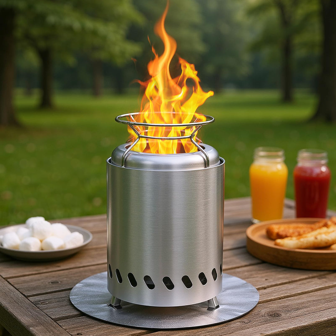 SMOOL Rauchfreier Tischfeuerkorb, Edelstahl raucharm, tragbaher Ofen für Camping, Outdoor & Terrasse