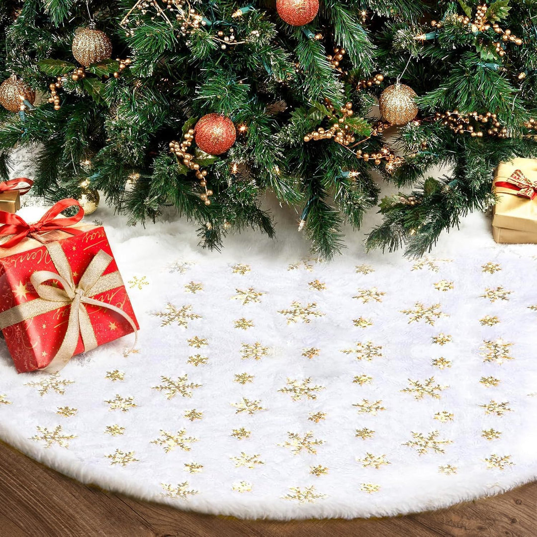 Weihnachtsbaum Decke, Weihnachtsbaumdecke Rund Weiss Christbaumdecke mit Silber Schneeflocken Weihna