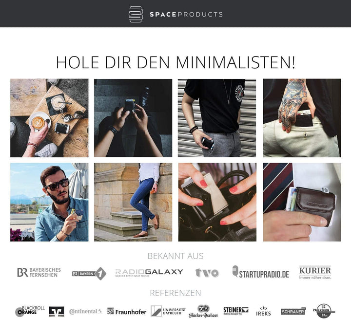 Space Wallet Space Products ® Mini Geldbörse für Frauen &amp; Männer I Sehr kleines Echtleder Wallet/Por