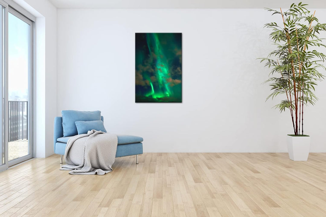 deyoli Aurora Borealis am Himmel Format:90x60 cm als Leinwandbild, Motiv fertig gerahmt auf Echtholz