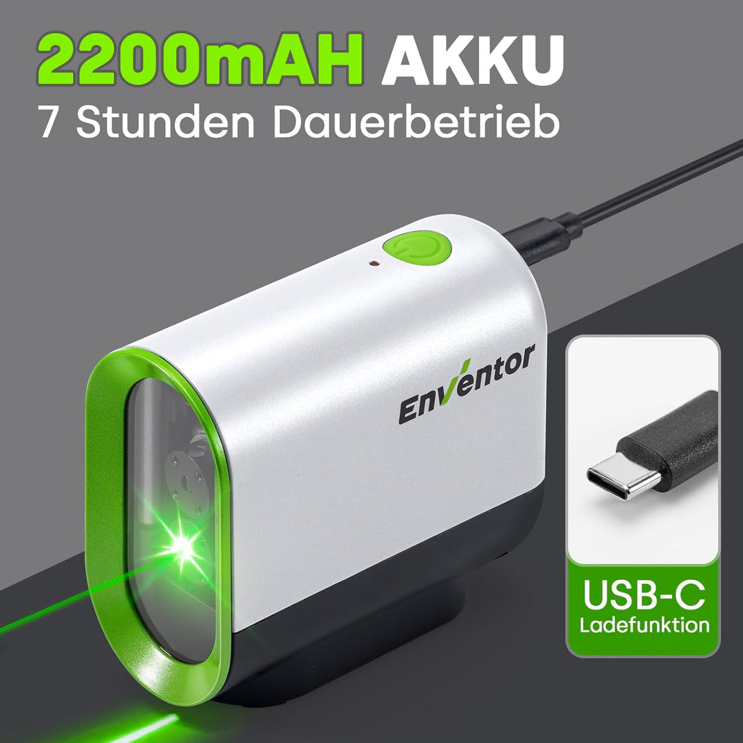 ENVENTOR Kreuzlinienlaser Grün, 50m Selbstnivellierend Laser Wasserwaage, Linienlaser mit Dualem Las