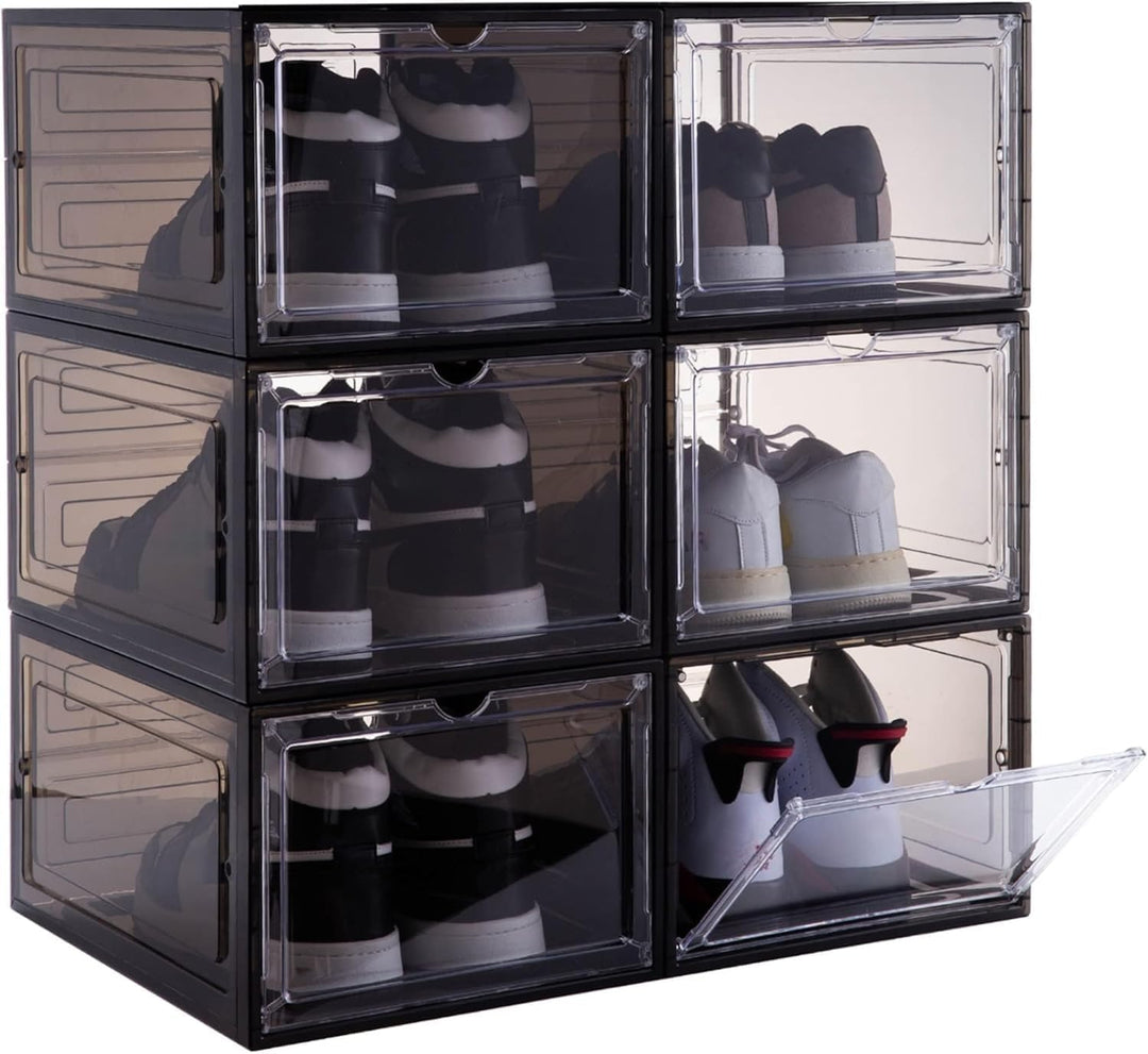 ZLLZUU Schuh-Organizer, Schuh-Aufbewahrungsboxen, 6 Stück, grosse Schuhboxen mit magnetischer Tür, t
