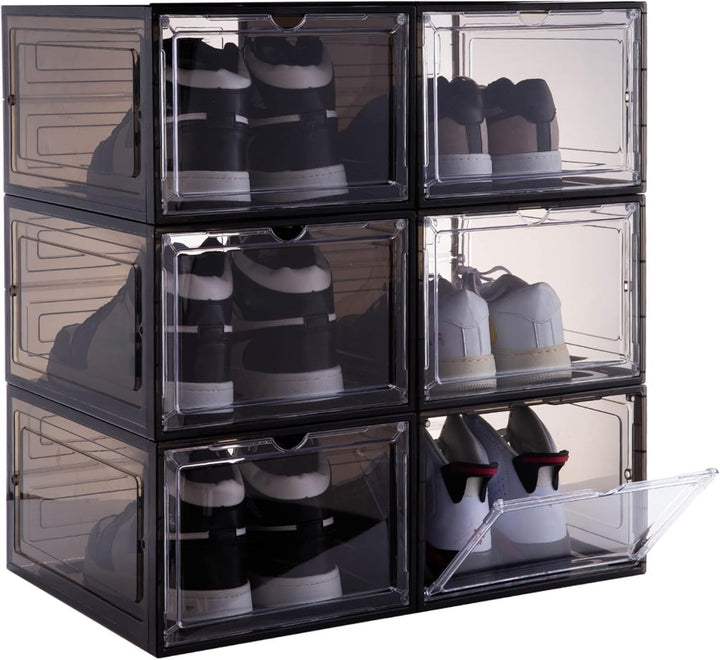 ZLLZUU Schuh-Organizer, Schuh-Aufbewahrungsboxen, 6 Stück, grosse Schuhboxen mit magnetischer Tür, t