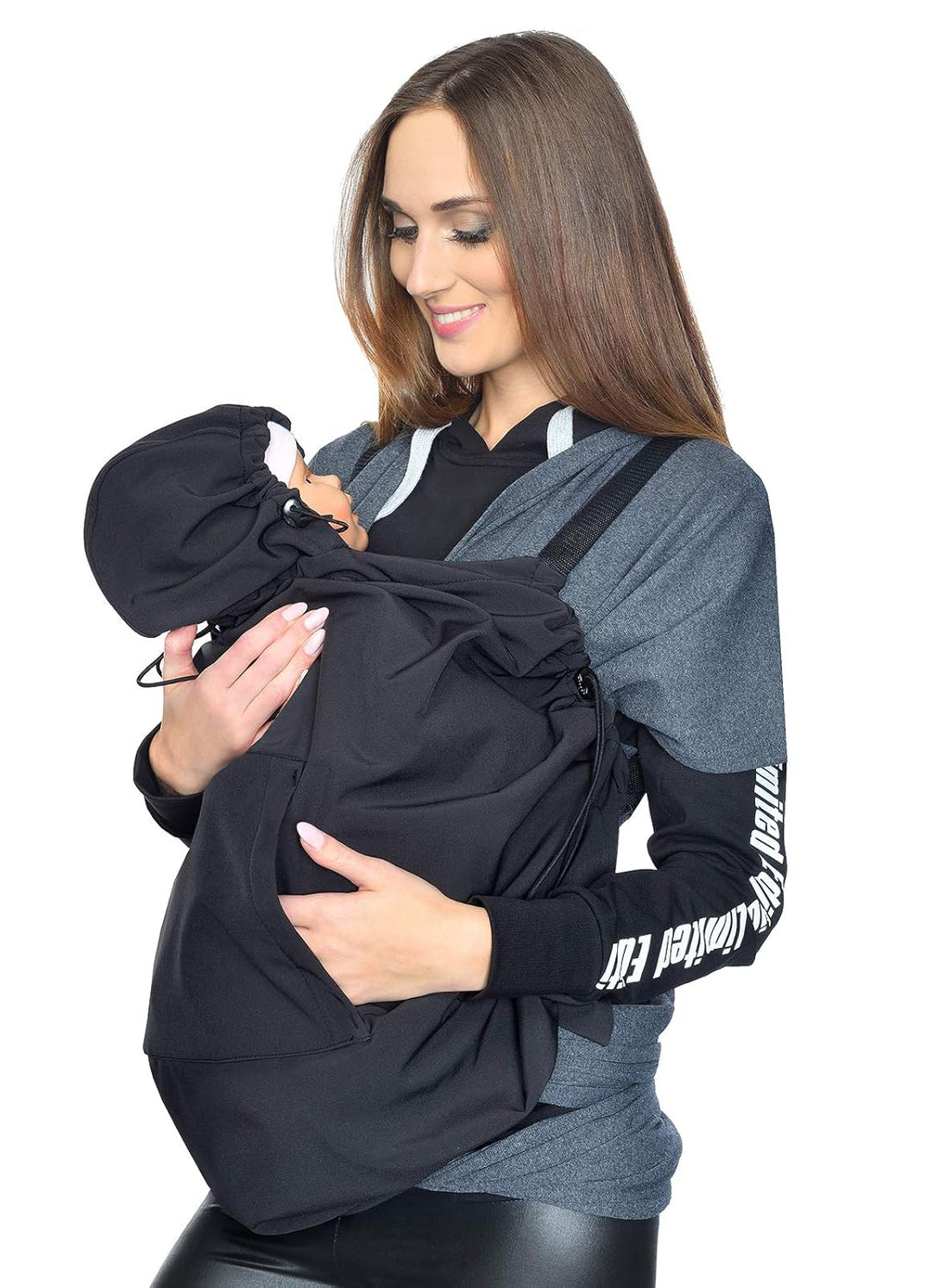 MijaCulture Softshell Tragecover, Universal Bezug für Baby Carrier Tragetücher Cape 4113, Schwarz