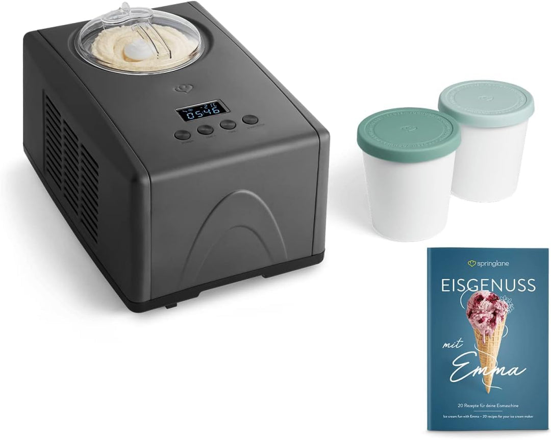 SPRINGLANE Eismaschine Emma 1,5 L mit selbstkühlendem Kompressor 150 W, Eiscrememaschine aus Edelsta