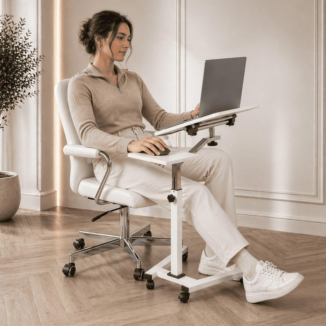 Tatkraft Like Laptop Ständer auf Rollen, Laptoptisch Höhenverstellbar Stehpult, Bett Beistelltisch W