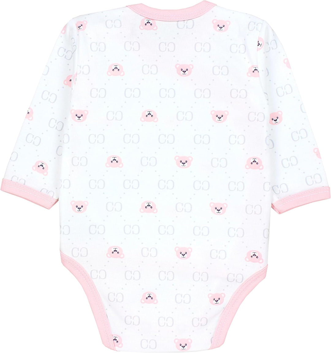 Baby Body Langarm – Wickelbody Langarm im 5er Pack aus Baumwolle für Mädchen und Jungen, Bärchen Ros
