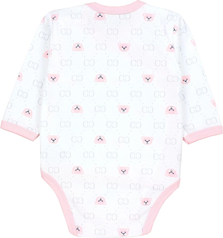 Baby Body Langarm – Wickelbody Langarm im 5er Pack aus Baumwolle für Mädchen und Jungen, Bärchen Ros