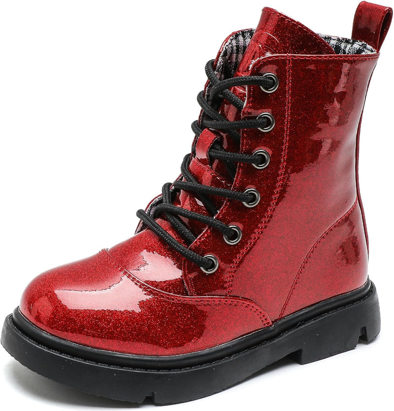 DADAWEN Jungen Stiefel Wasserdichte Mädchen Schnürstiefeletten 27 EU Rot, 27 EU Rot