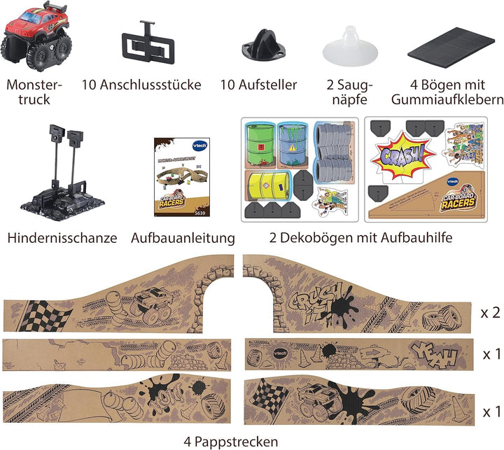 Car-Board Racers - Monster-Adventure Set – Erweiterbarer Spielzeugparcours mit motorisiertem Monster