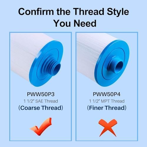 POOLPURE Spa Filter, Whirlpool Filter Replacement for Unicel 6CH-940, Pleatco PWW50P3, PWW50-P3, Fil