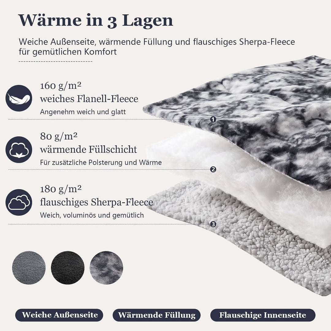 CHOSHOME Kuscheldecke Flauschig 220x240CM Kuscheldecke Warm Sherpa Decke Kunstfelldecke Dicke Warm D