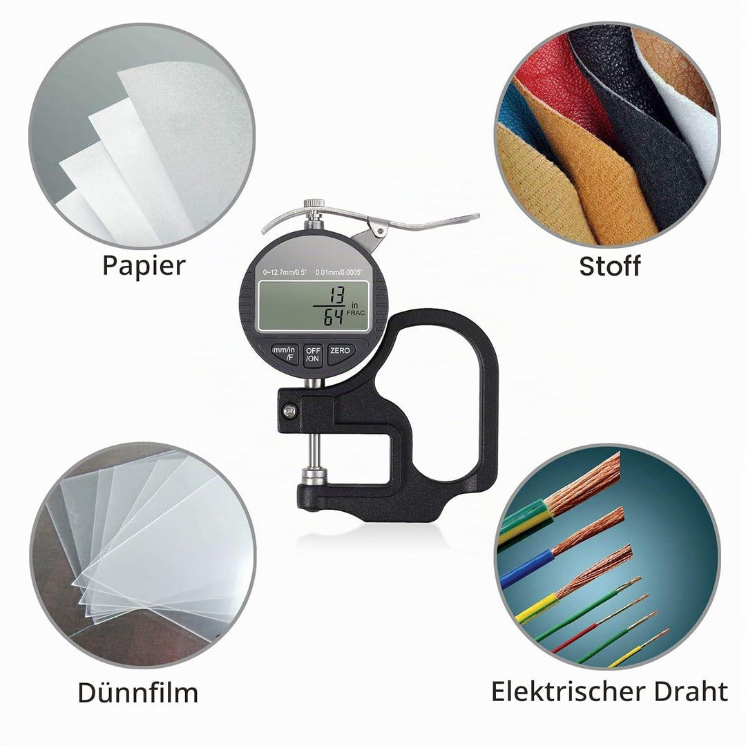 Tragbares digitales Dickenmessgerät 0,0005-0,5 Zoll / 0,01-12,7 mm Messbereich Elektronisches Mikrom