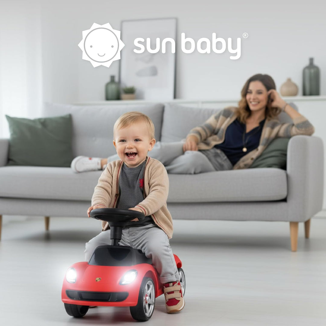 sun baby Rutschauto ab 18 Monaten – Porsche Carrera GT – Lenkrad mit Knöpfen, Scheinwerfer, realisti