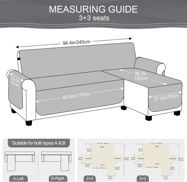 TAOCOCO Chaiselongue Sofabezug L Form, Wasserdichter Stretch Sofa überzug, Sofaschoner rutschfest, M