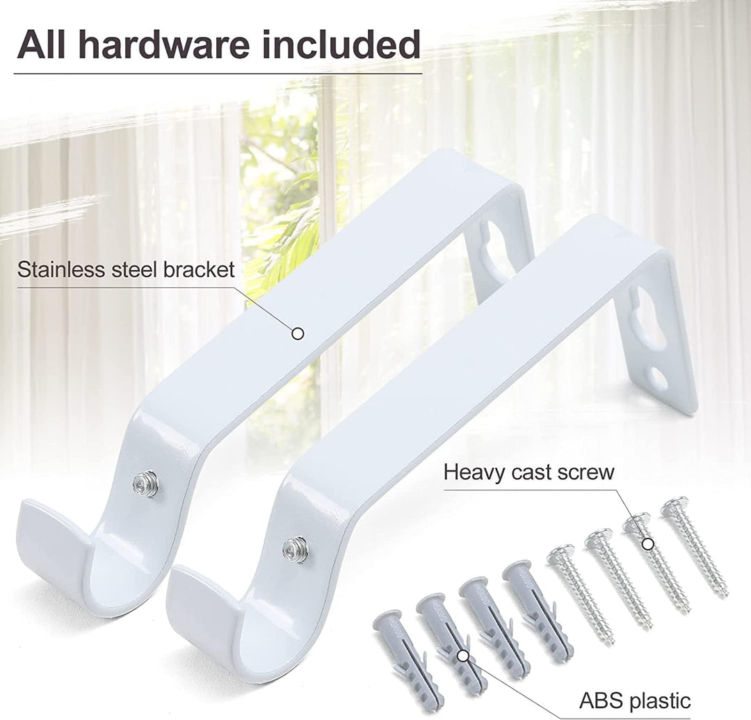 Edelstahl Gardinenstange 76-238 cm mit Kappenknäufen und Halterungen - Dekorative Verstellbare Gardi