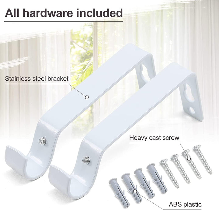Edelstahl Gardinenstange 76-238 cm mit Kappenknäufen und Halterungen - Dekorative Verstellbare Gardi