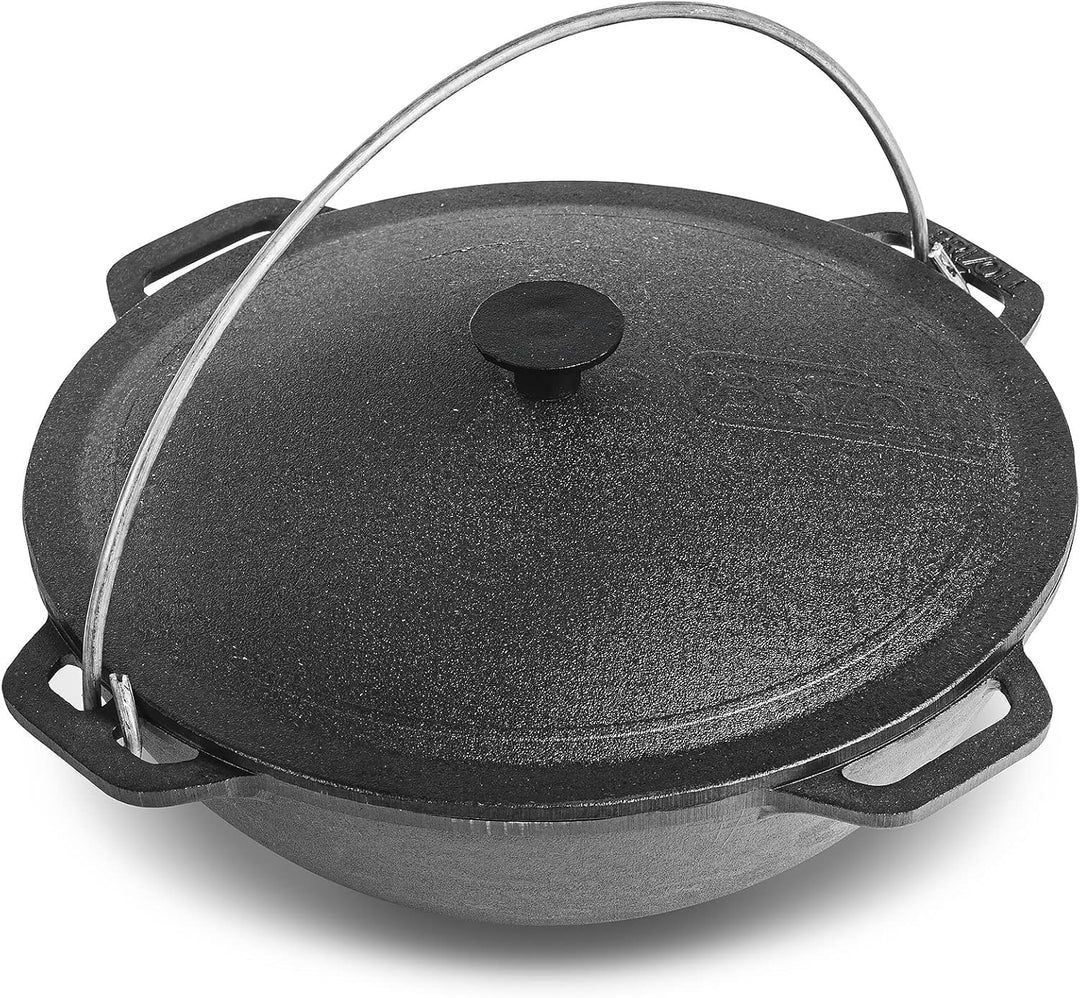 Gusseisen Usbekischer Kasan Dutch Oven Topf mit Deckel 6.3qt. (6L) Asiatischer Kessel Camping Wok Ko