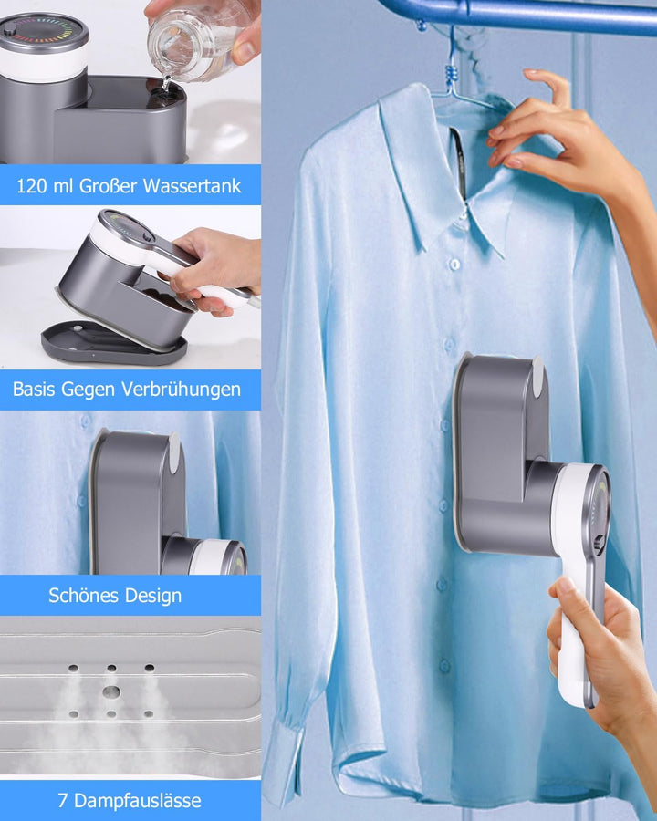 Reise Dampfglätter Reisebügeleisen 1200W Tragbare Steamer dampfglätter für Kleidung 2-in-1 Handheld
