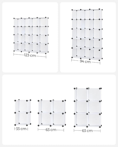 SONGMICS Schuhregal, Regalsystem, Steckregal, 15 Würfel, DIY Würfelregal, stapelbar, aus PP-Kunststo