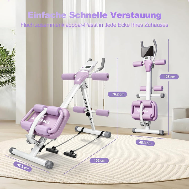 Bauchtrainer für Zuhause Klappbar Bauchmuskeltrainer, Multifunktionale Trainingsgerät für Ganzkörper
