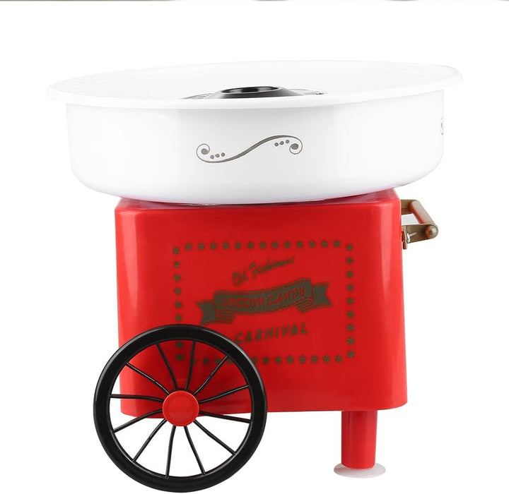 Elektrische Zuckerwattemaschine mit Wagen für Partys und Veranstaltungen, 500 W, Rot, Rot