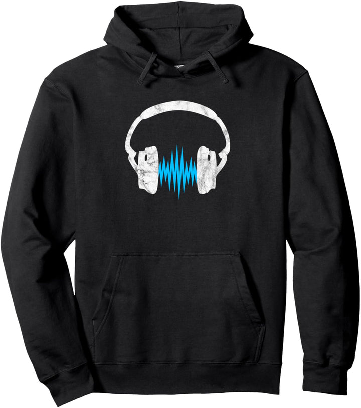 Kopfhörer Musik Puls Frequenz Welle Sound Musiker DJ Party Pullover Hoodie
