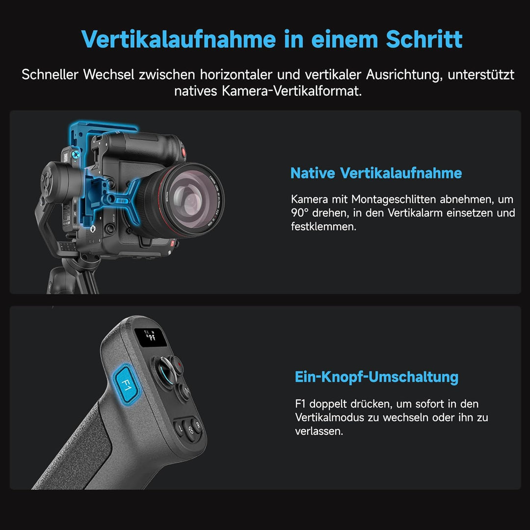 FeiyuTech [Offizielle] SCORP-C2 3-Achsen-Kamerastabilisator Gimbal mit KI-Tracking 4.0, Tastenbedien