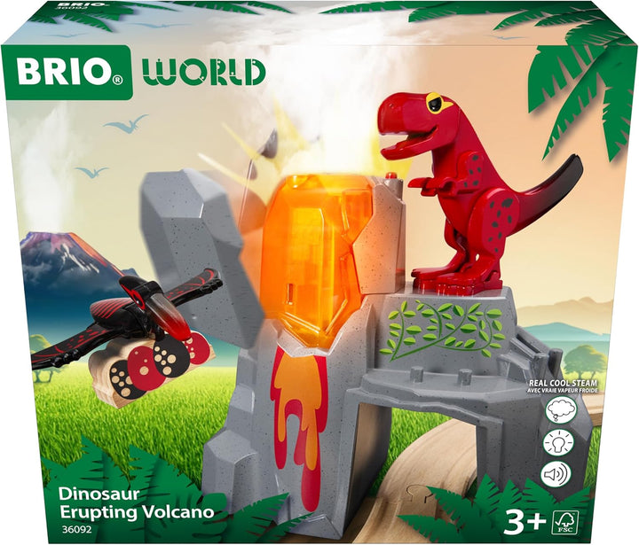 BRIO World - 36092 Dinosaurier-Vulkan mit Ausbruchsfunktion - Zugset für Kinder ab 3 Jahren