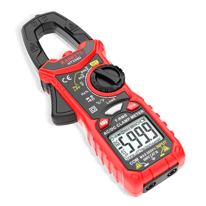 KAIWEETS HT206D Stromzange, Strommessgerät DC/AC Strom: 0-600A, Zangenmultimeter True-RMS 6000 Count